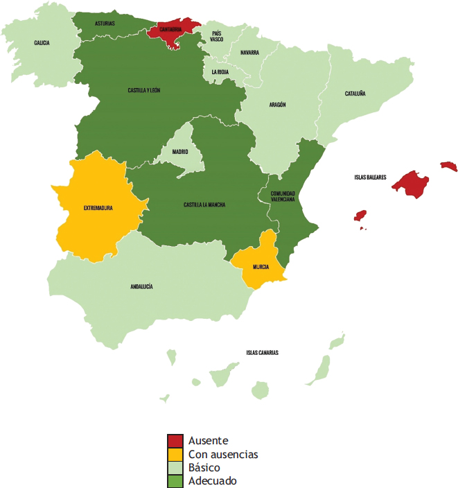 Figura 1. Valoración media de los protocolos de las universidades en función de las comunidades autónomas
